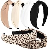 Hotalisona Headbands for Women Knotted Black Leopard Print Headbands Fashion Hair Accessories for Women Girls Non Slip 6Pcs