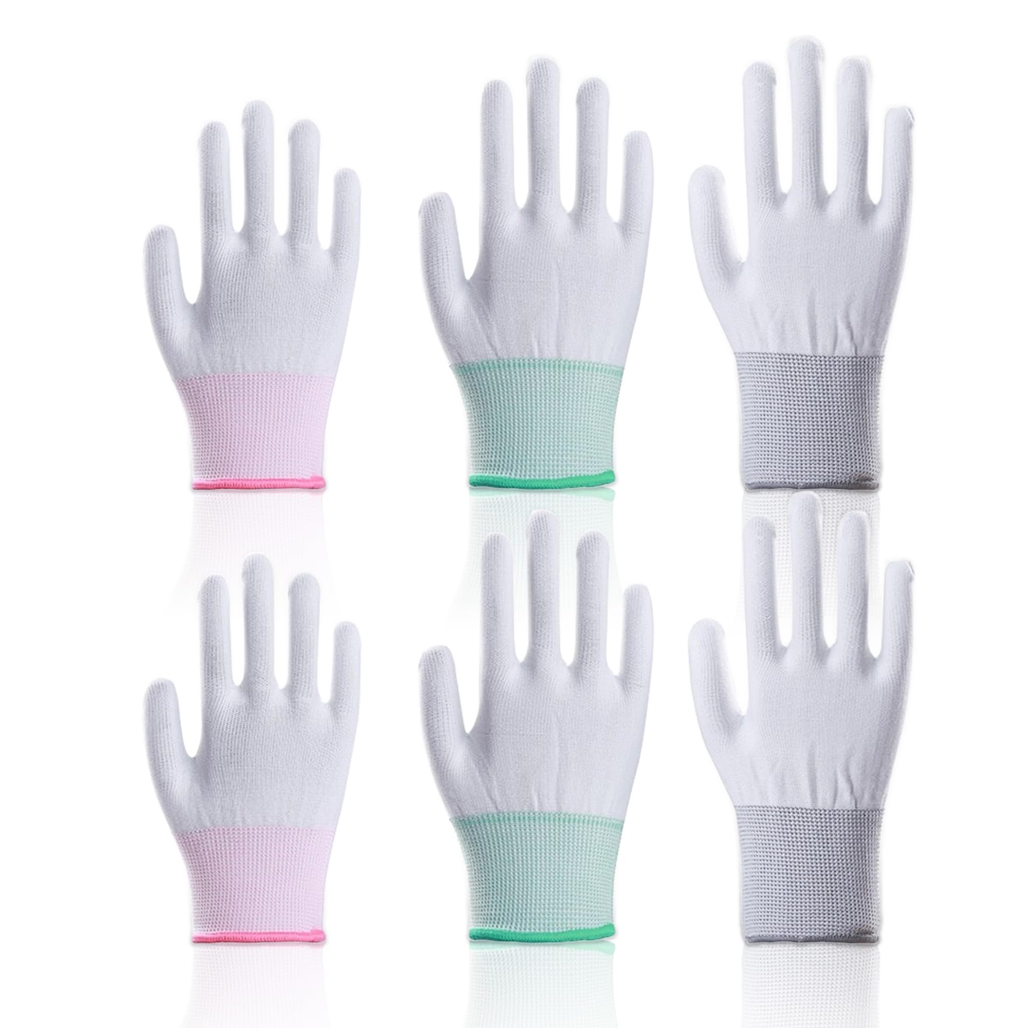 3 Pairs Heat Resistant Gloves for Hair Styling, Heat Protection Proof Gloves for Hair Styling, Heat Blocking for Curling, Flat Iron and Curling Wand （Pink、Green and Grey）