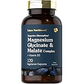 Tahoe Nutritionals Magnesium Glycinate and Malate Complex | with Vitamin D3 | 120 Capsules | Superior Absorption | Non-GMO and Gluten Free Formula