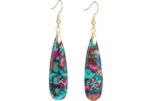 Plumiss Women Natural Stone Earrings Unique Healing Gemstone Energy Hypoallergenic Lightweight Dangle Drop Earrings Multiple Styles Earrings Jewelry for Birthday Party Gift