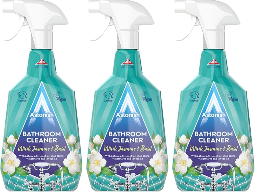 Astonish White Jasmine & Basil Bathroom Cleaner Spray 3 x 750ml