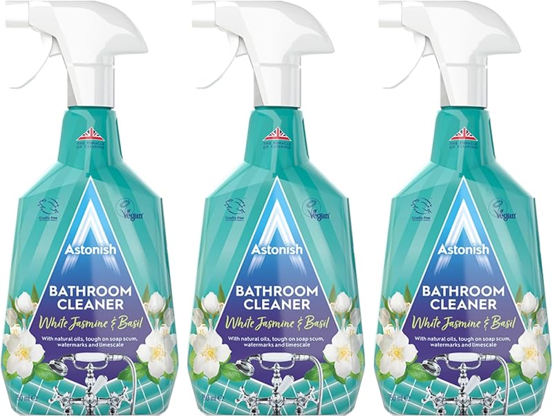 Astonish White Jasmine & Basil Bathroom Cleaner Spray 3 x 750ml