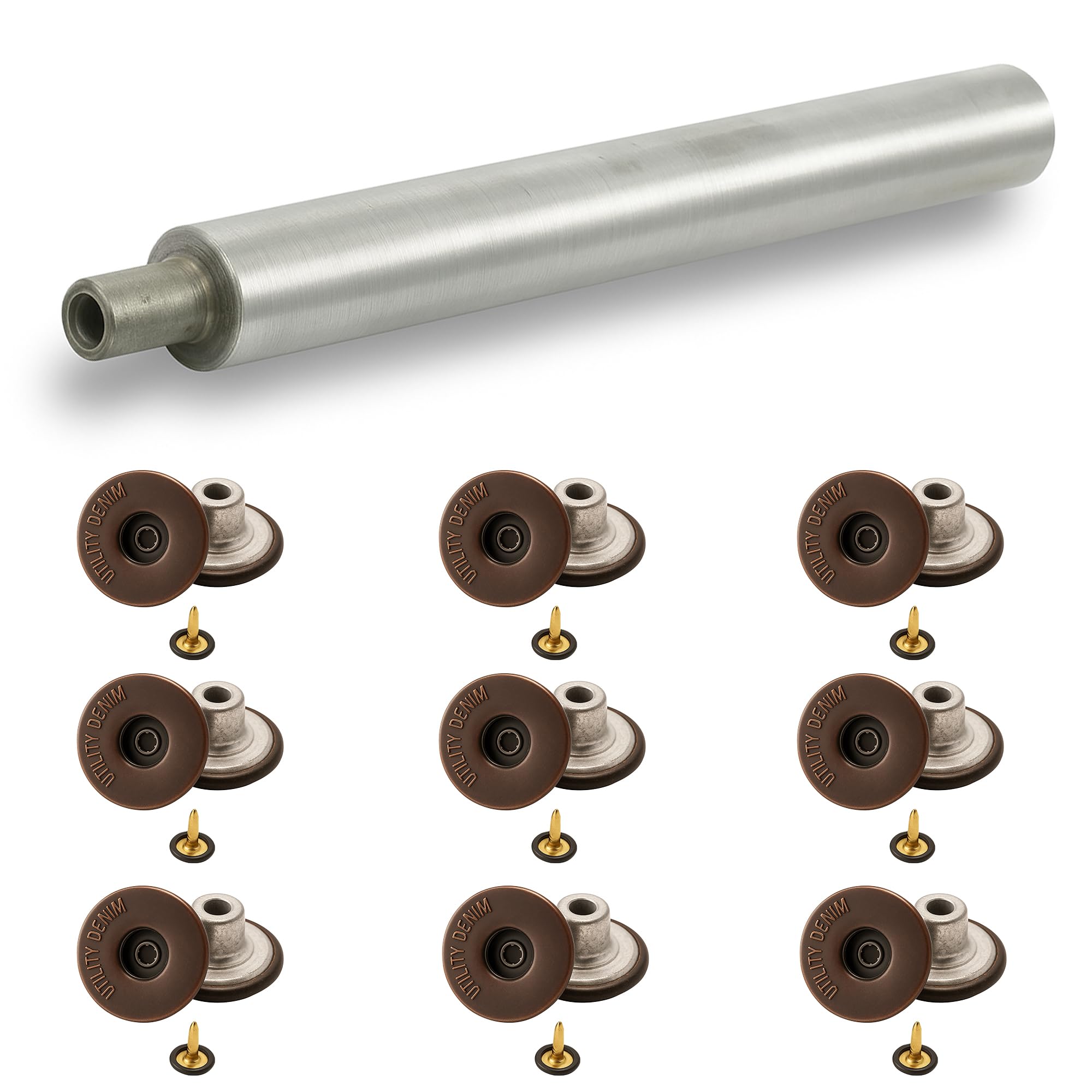 Trimming Shop Brass Jeans Buttons Pin Back Tack Fasteners with Hand Tool Denim Replacement for Repair Clothing, Jackets, Ladies Skirts, DIY Crafts (17mm, Dark Bronze, 10pcs)