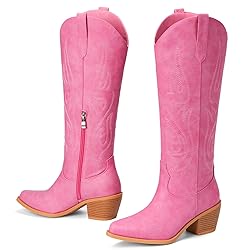 Pasuot Pink Cowgirl Boots for Women - Wide Calf