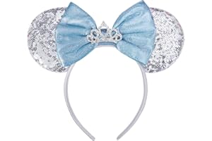 UNSPAZ Mouse Ears Headband, Princess Ears for Women Adult Kids, Sequin Headband Park Ears Trips Party Cosplay Costumes Accessories