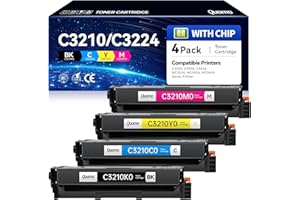 C3210 C3224 Toner Cartridges 4 Pack (with Chip) Replacement for Lexmark C3210K0 C3210C0 C3210M0 C3210Y0 Toner Compatible with