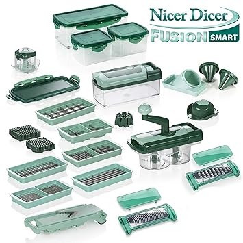 Genius Nicer Dicer Fusion smart | 34 Teile | inkl. Nicer Twist | Alles-Schneider | Hobeln | Würfeln | Julienne | Spiralen | O