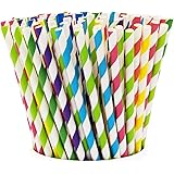 Paper Drinking Straws [200 Pack] 100% Biodegradable - Assorted Colors
