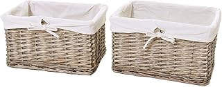 Vivanno 2er Set Regalkorb Schrankkorb Korb Aufbewahrung aus Weide für Billy Regal Basko, 36 cm, Grau