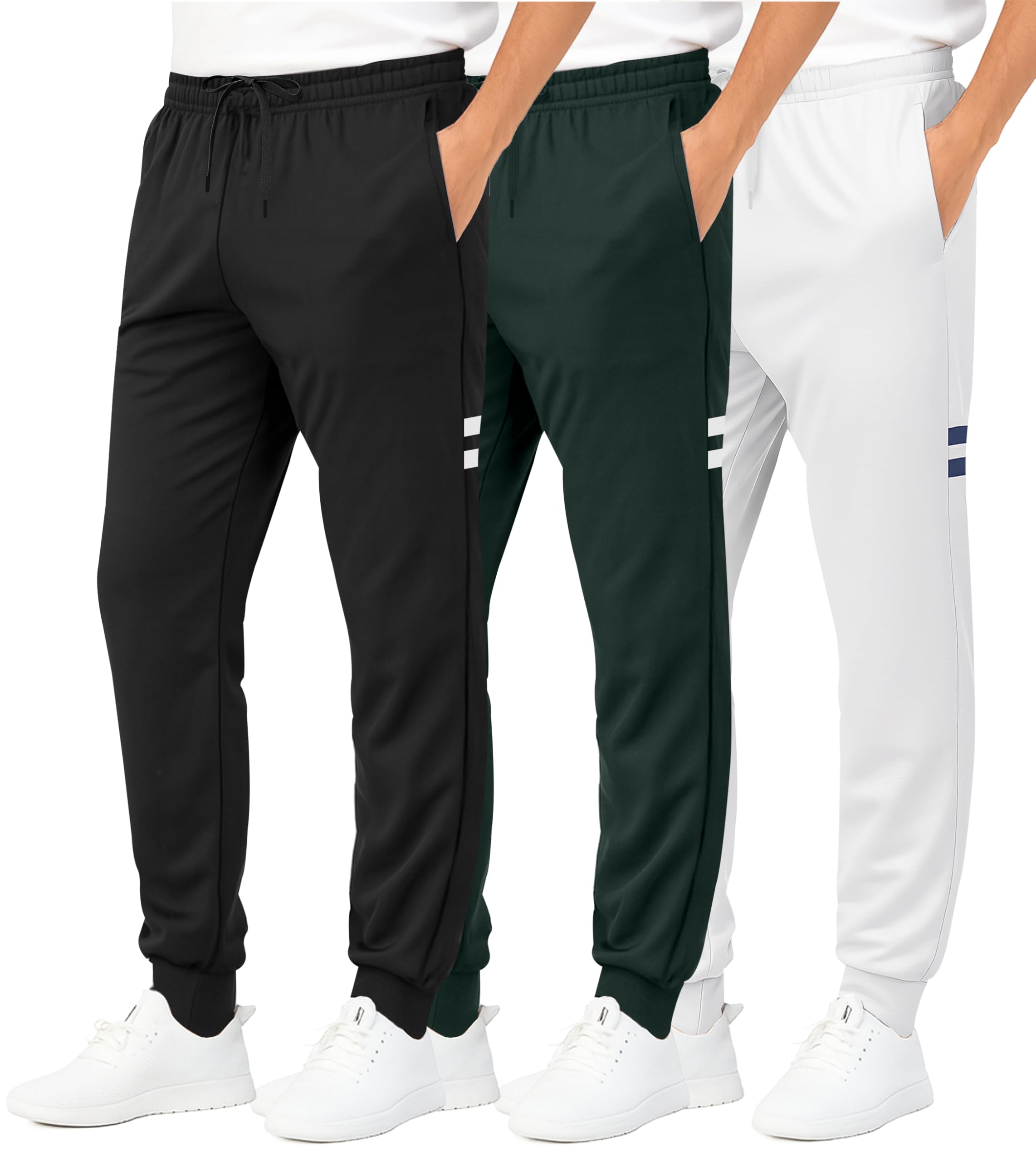 Photo 1 of *** 2 PACK / GREY - GREEN *** Real Essentials 3 Pack: Boys Joggers with Pockets – Boys Sweatpants Athletic Jogger Pants for Kids,Set 11,M (10/12)