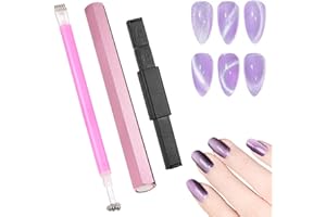 AOZUO 3 Pcs Cat Eye Magnet Tool, Double-Head Nail Magnetic Pen Hexagonal Magnet Stick 3D Gel Polish Nail Art Wand for Nail Art Salon Studio DIY Design Manicure Accessories Tool(Pink)