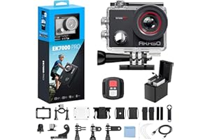 AKASO EK7000 Pro 4K30fps Action Camera with Touch Screen EIS 131ft Waterproof Underwater Camera Remote Control 5X Zoom with Helmet Accessories Kit (Standalone)
