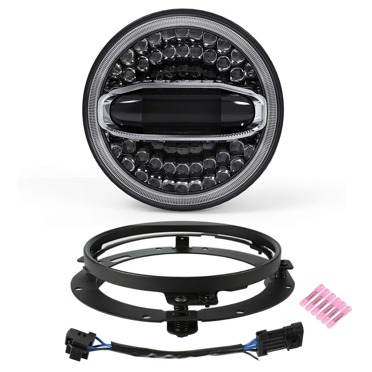 Buy BICYACO 7 Inch Halo LED Headlight with White DRL High Low Beam for