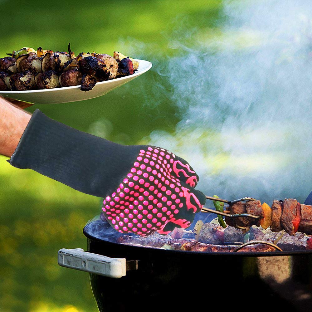 1 Pair Heat Insulated Grill Glove Heatproof Adiabatic Silicone Glove