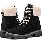 GLOBALWIN Women’s Fall Winter Quilted Ankle Boots – Warm Fleece Lined Winter Booties Combat Boots For Snow and Rain Non-Slip Fashion Ankle Booties