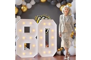 Bugame Light Up Numbers 4FT, Number 80 Light Up Sign Marquee Numbers 4 Feet Tall, Large 80 Marquee Number for 80th Birthday P
