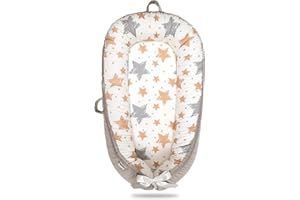 Hyhuudth Baby Lounger Cover Baby Nest Cover 100% Cotton Breathable Sleeping Bed Cover for Newborn-Adjustable Cotton Soft Baby Floor Seat for Travel,Newborn Essentials(Stars Pattern)