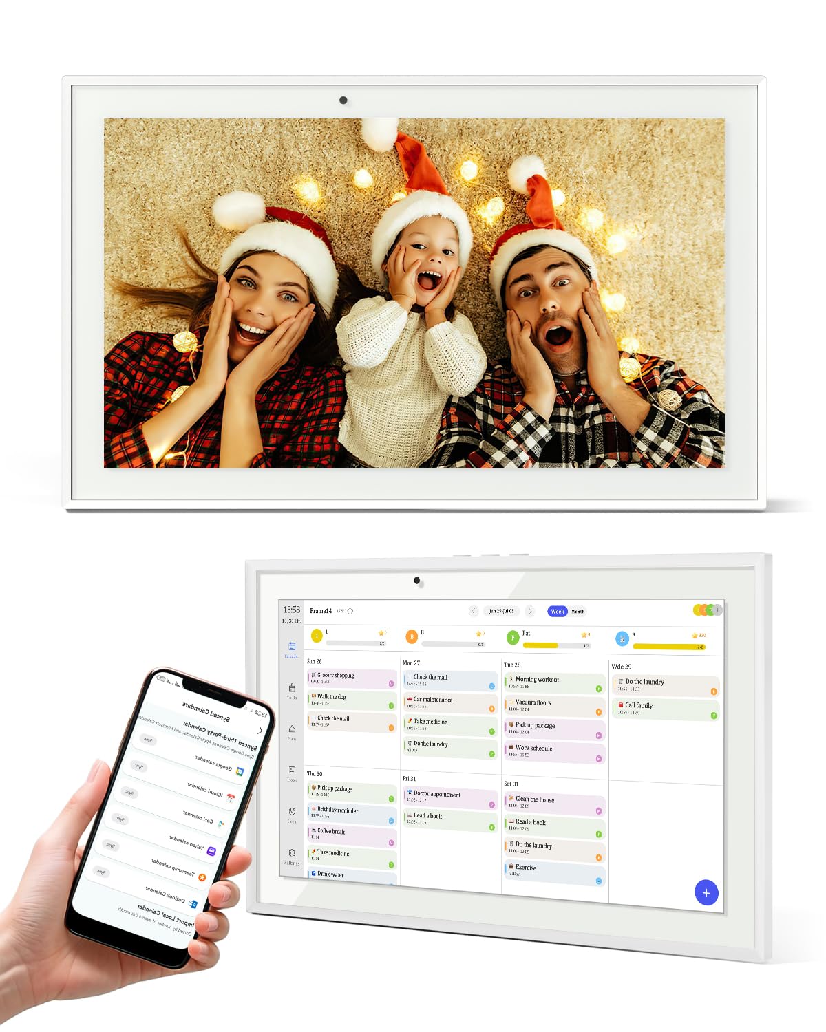 Photo 1 of 10.1" Digital Calendar Wall Touch Screen No Subscription Wall Mountable/Desk Digital Picture Frame Meal Planner & Chore Chart IPS Smart Electronic Family Organizer (White)