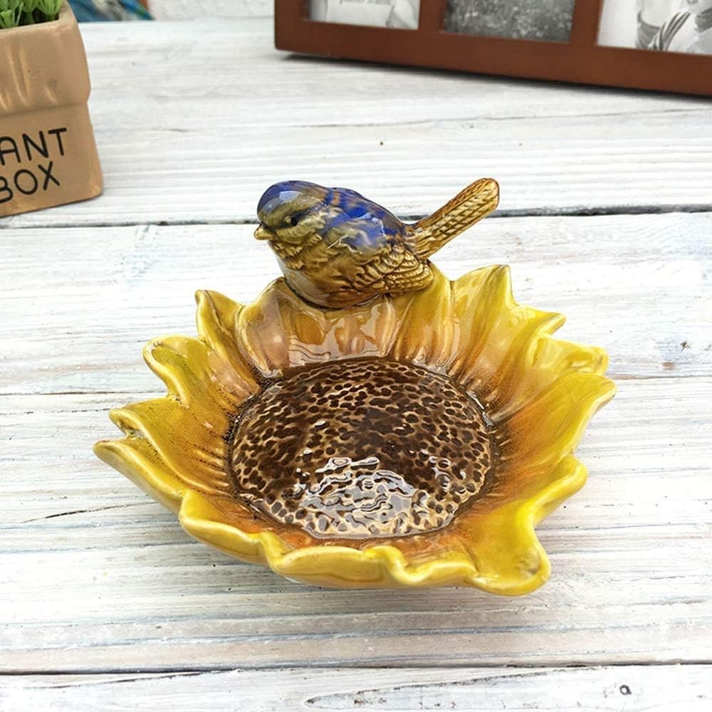 LOSYU Creative Ceramics American Country Style Soap Dishes, Bird Sunflower Shape Stand Tray Table Soap Sponge Holders Washstand Lavatory Living Room Organizer