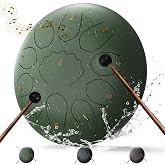 8 Inch Steel Tongue Drum &ndash; 11 Notes Meditation &amp; Sound Healing Drum, Outdoor Rain Drum for Garden Decor, Relaxation, Yoga &amp; Mindfulness, with Mallets &amp; Carry Bag