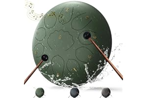 MENGBEI 8 Inch Steel Tongue Drum – 11 Notes Handpan Drum for Meditation, Yoga, Relaxation – Includes Mallets, Finger Picks & Carry Bag