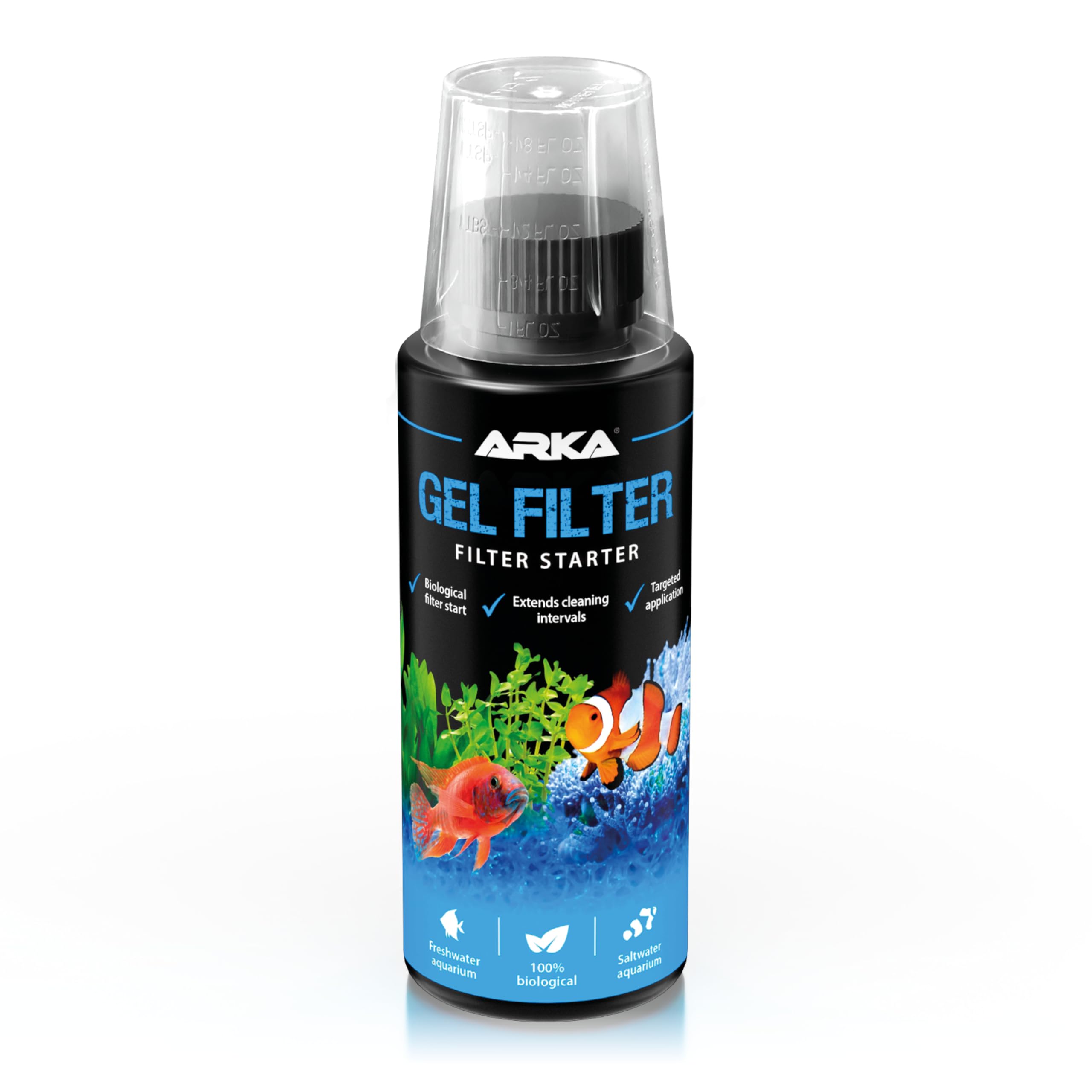 Aquarium filter starter 118 ml – biological gel bacteria for instant filter activation – reduces debris & nitrite naturally – supports clear water & healthy biofilm – ARKA Gel Filter