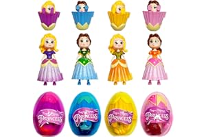QINGQIU 4 Pack Jumbo Princess Deformation Prefilled Easter Eggs with Toys Inside for Kids Girls Boys Easter Gifts Easter Basket Stuffers Fillers