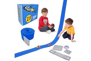 Piste de course flexible de 5,5 m pour enfants, avec trois types de crochets, rampe de camion Monster Blue avec ventouses – S