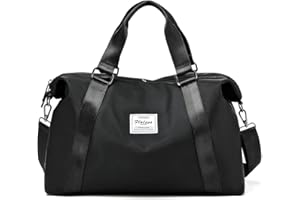 BOXSAM Travel Duffel bag for Women, Sports Gym Bag with Wet Pocket, Waterproof Overnight Weekender Bag, Carry On Tote Bag,Black