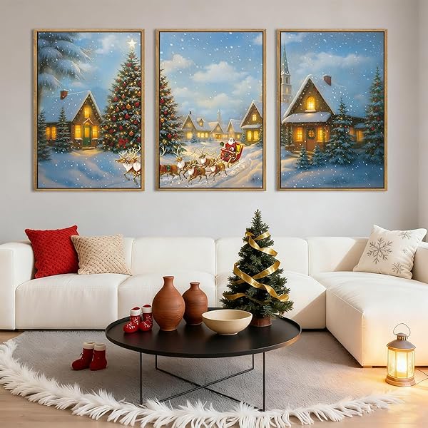 BINCUE CHRISTMAS WALL ART FRAMED SANTA CLAUS WALL...