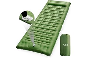 A2C 2025 Stocking Stuffers Foot Pump Thick Camping Sleeping Pad Will Built-in Pillow, Extra Support Air Columns, Ideas, Camping Essentials, Green
