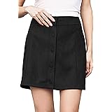 Women Faux Suede Bodycon Skirt High Waist Stretch Skirt Aline Pencil Skirt