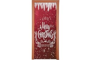 Qilmy Christmas Door Cover Washable High Elastic Fabric Waterproof Front Festive Door Cover For Home, Indoor Outdoor Party Decoration,35 x 79 Inch