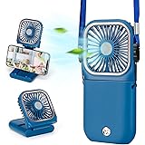 Portable Fan,Mini USB Desk Fan Phone Holder Rechargeable With Power Bank Wearable Personal Fan 3 Speeds Foldable Design For O