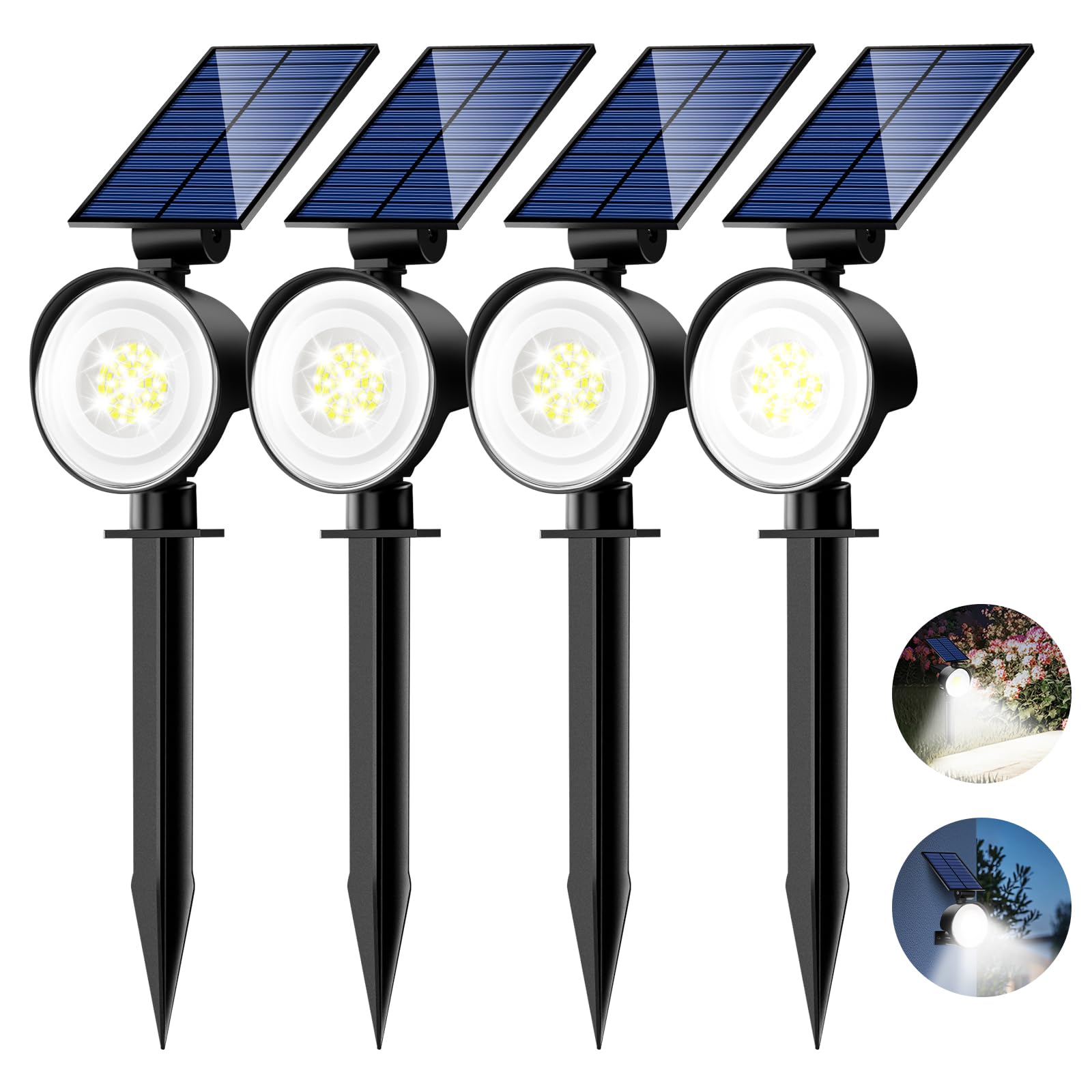 nipify Product Image Solar Spot Lights - 4 Pack Outdoor Garden Lights, Waterproof Auto On/Off Spotlight for Pathway Yard