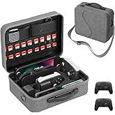 Large Carrying Case for Switch 2 2025, Hard Shell All in One Organizer Box for Switch 2 Accessories Compatible with 2 Pro Controllers & Dock, with 18 Game Card Slots, Hard Shell Travel Bag, Grey