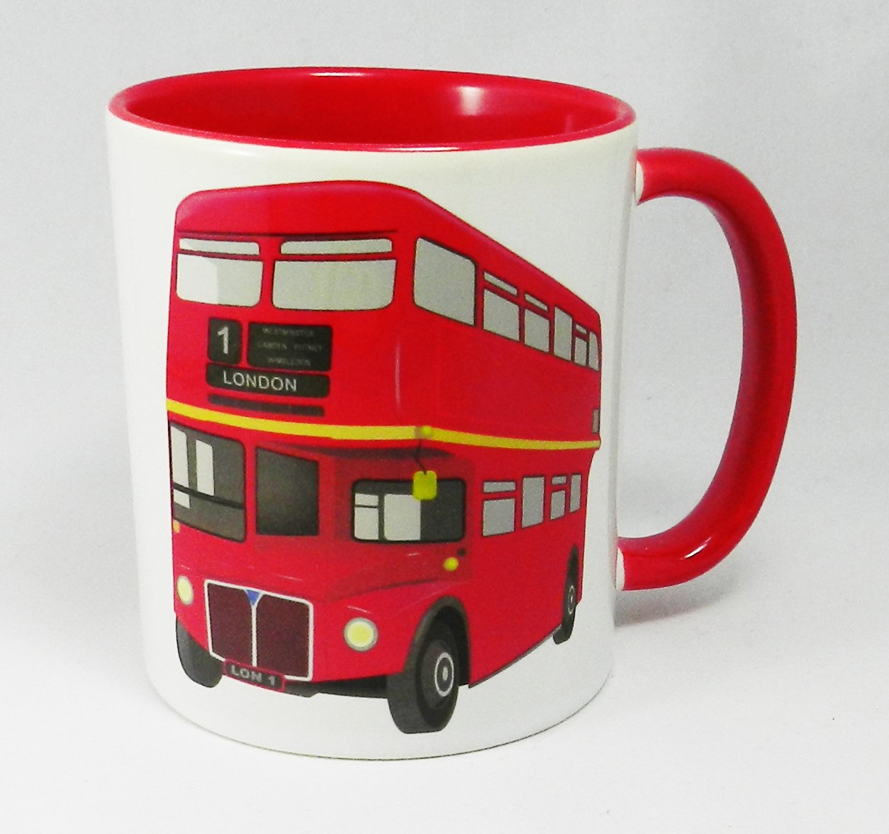 Half a Donkey Iconic London Red Routemaster Bus Ceramic Mug with Red Glazed Handle and Inner 310ml (11oz)