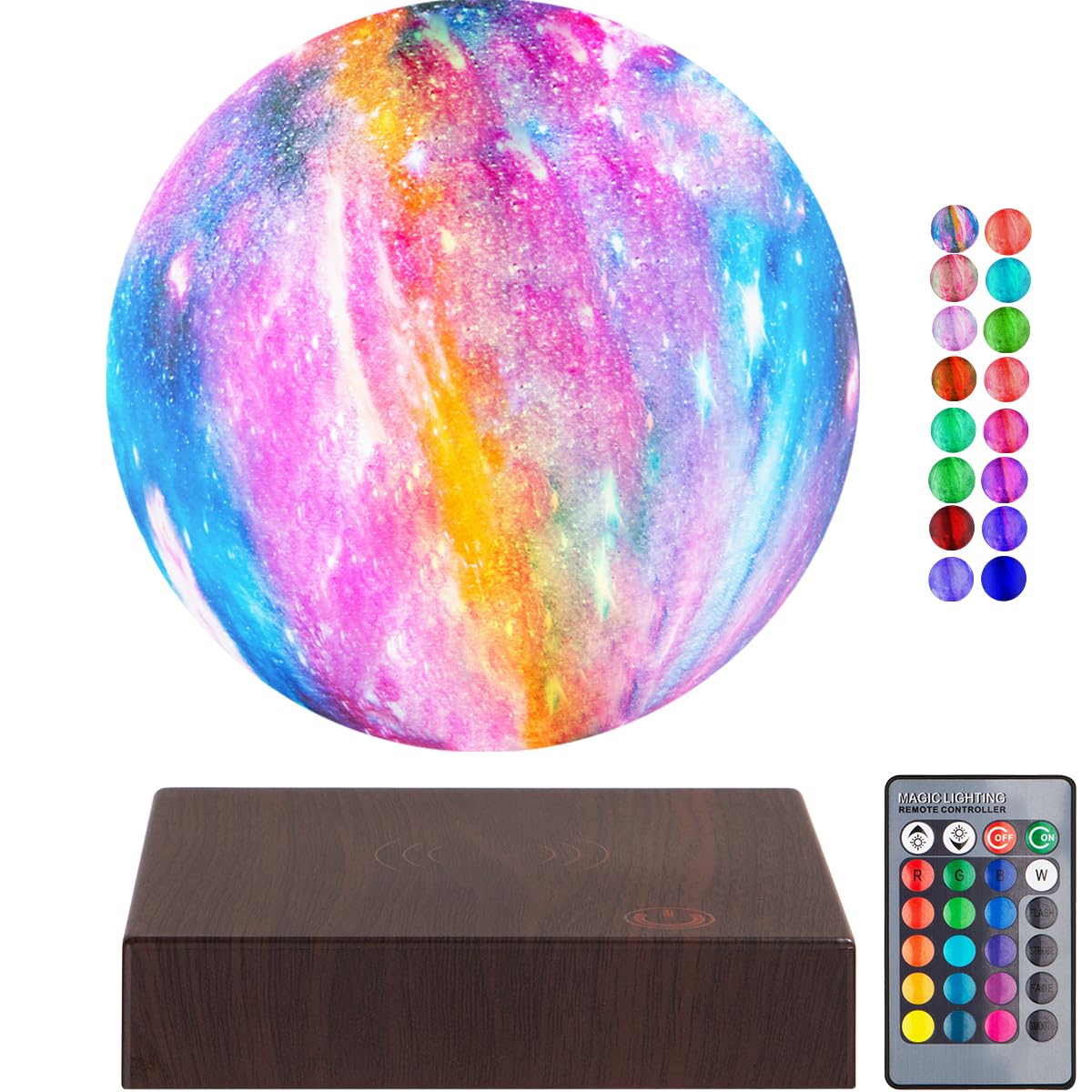 VGAzer Floating Moon Lamp, Magnetic Levitating Moon Lamp 16 Colors 5.9inch Spinning 3D Night Light with for Room Decor Moon Light, Birthday for Kids (16 Colors Galaxy Surface)