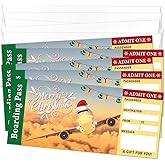 Set of 5 Christmas Plane Tickets, Surprise Trip Reveal Ideas, 3.5 x 8 Inches Surprise Gift Card, Unique Christmas Travel Gifts Cards for Travel Lovers Family Friends Husband Wife -07/5