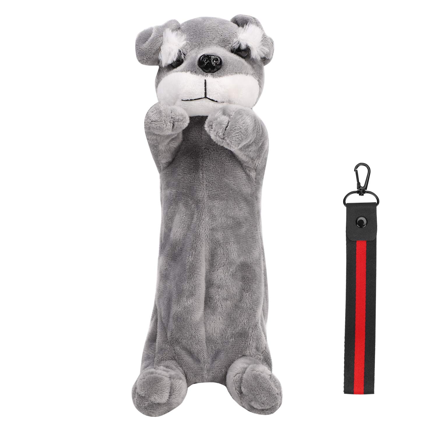 3D Dog Pencil Case for Kids Plush Animal Pen Bag Pouch with Handle Buckle Large Capacity Pen Holder Zipper Stationery Bag for Children Students School Supplies