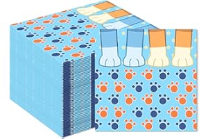 BHNACIER 40Pcs Cartoon Blue Dog Paper Napkins Blue Dog's Paw Party Napkins Dog Birthday Decorations Cartoon Blues Dogs Paw Print Disposable Napkins for Blues Dogs Theme Birthday Party Supplies