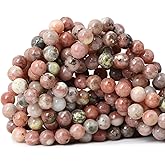 CHEAVIAN 45PCS 8mm Natural Plum Blossom Stone Gemstone Round Loose Beads for DIY Bracelet Necklace Earrings Jewelry Making 1 String 15 Inches