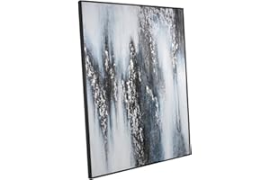 ZESSONIC Neutral Abstract Wall Art Decor 28" x 40" Framed Abstract Cnavas Hand-painting in white silver and taupe hues for Modrn, Rustic, Industial Modern Style Deocr