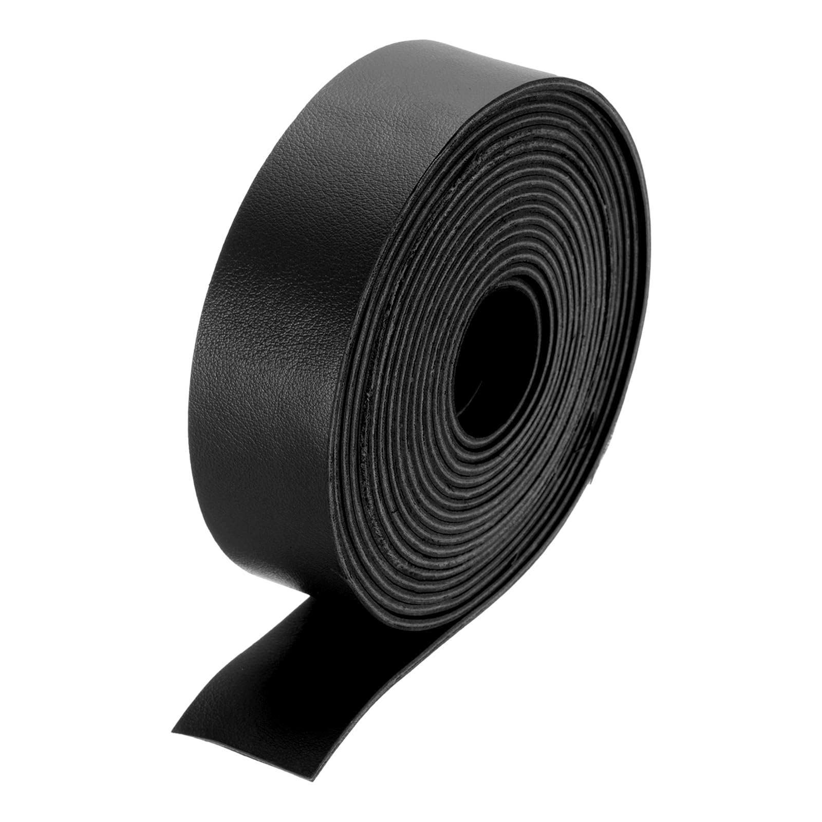 DMiotech 1 Pack Double Sided 1.5 Inch x 5 Yard Faux Leather Strip Furniture Cover Fabric Skin Black PU Leather Roll for Handmade DIY Craft Projects