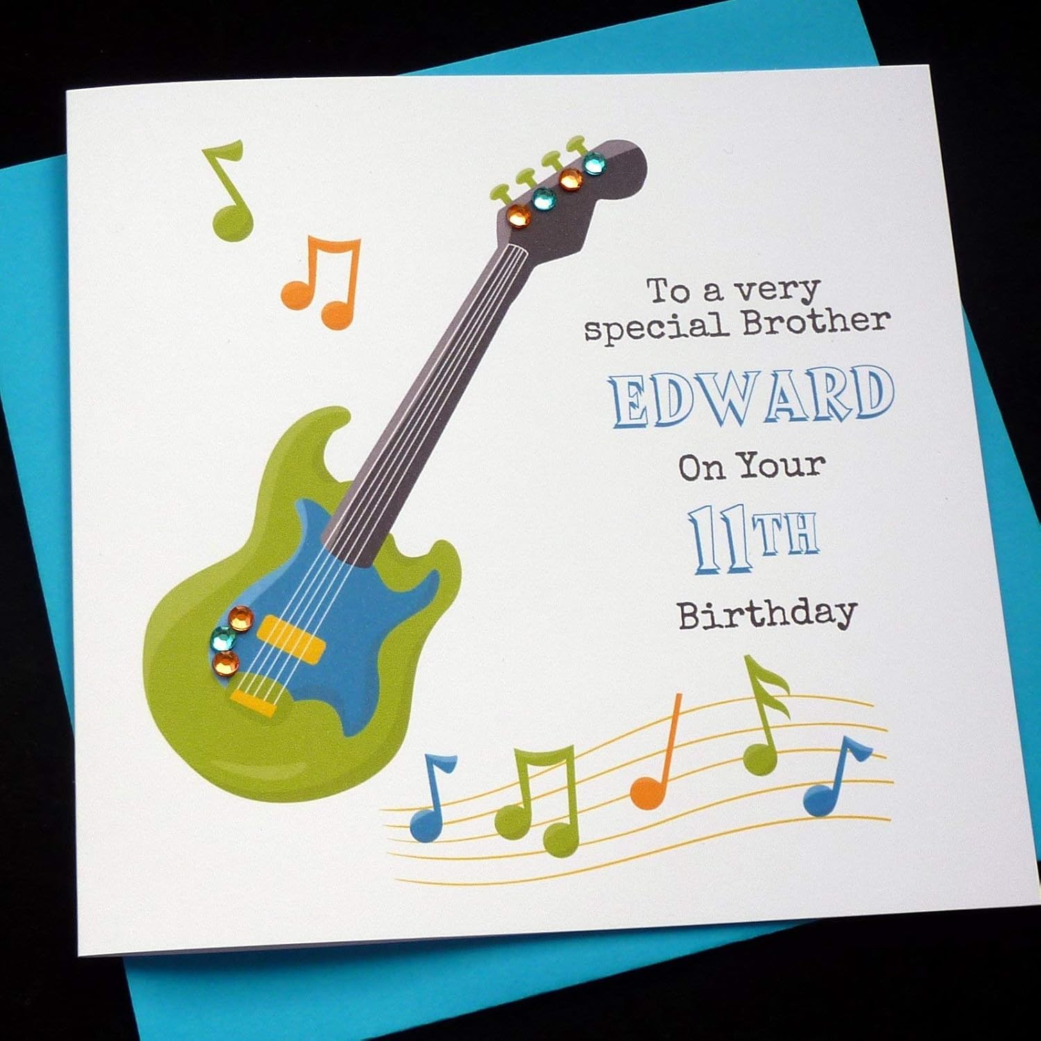 Handmade Personalised Music Guitar Birthday Card Amazon Co Uk Handmade