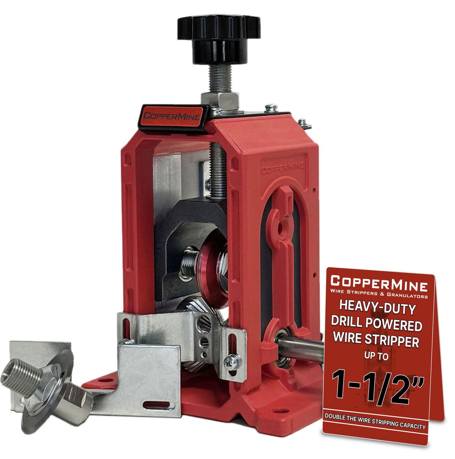 CopperMine Copper Wire Stripping Machine – Hand Crank & Drill Operated | Strips 18 AWG to 1250 kcm (3/32" to 1-1/2") – Heavy-Duty Wire Stripper Tool for Scrap Copper