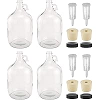 North Mountain Supply - 1G-38-ST-3P-4 1 Gallon Glass Fermenting Jug with Handle, 6.5 Rubber Stopper, 3-Piece Airlock…