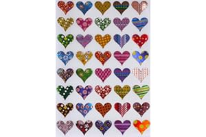 Valentines Sticker Hearts – Shiny Metallic Assorted Patterns Heart Stickers in Red, Pink, Blue, Gold, Green, Purple, Stars, Flowers, Stripes and Dots - Permanent Adhesive - 200 Pack by Royal Green