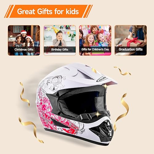 OUMURS DOT Youth Dirt Bike Helmet,Kids ATV Helmets with Gloves