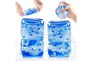 Ice Cube Fidget, Sensory Squishy Fidget for Adults, Stress Cube with Snowflakes Inside, Square Stress Balls Gifts for Anxiety